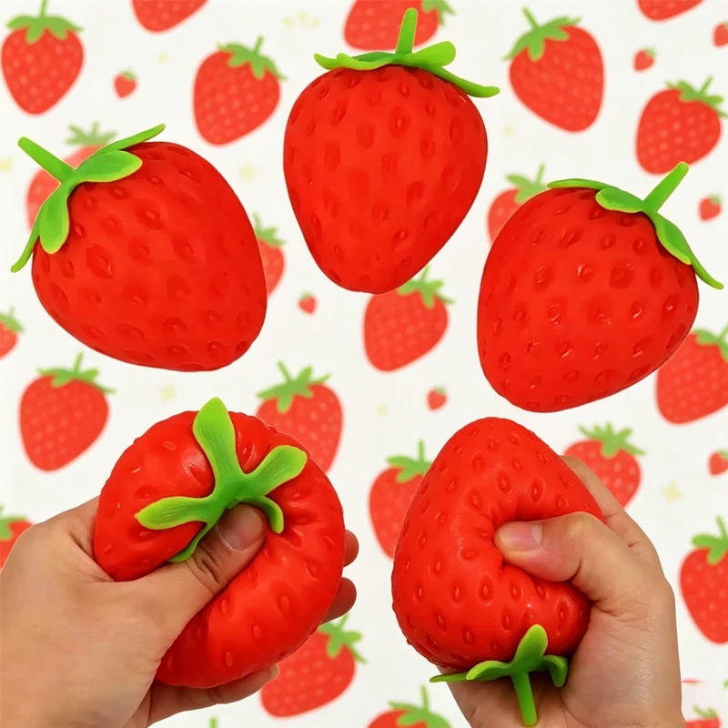 Strawberry Squishy Toy Slow Rising Simulated Strawberry slime Antistress Anti-Anxiety Fidget Toy for Adults Friends Gifts Toys