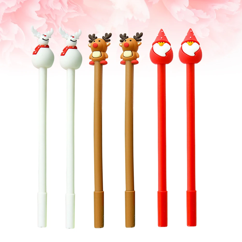 

6 Pcs Christmas Writing Pen Student Water Black Ink Pens Gel Students Stationery