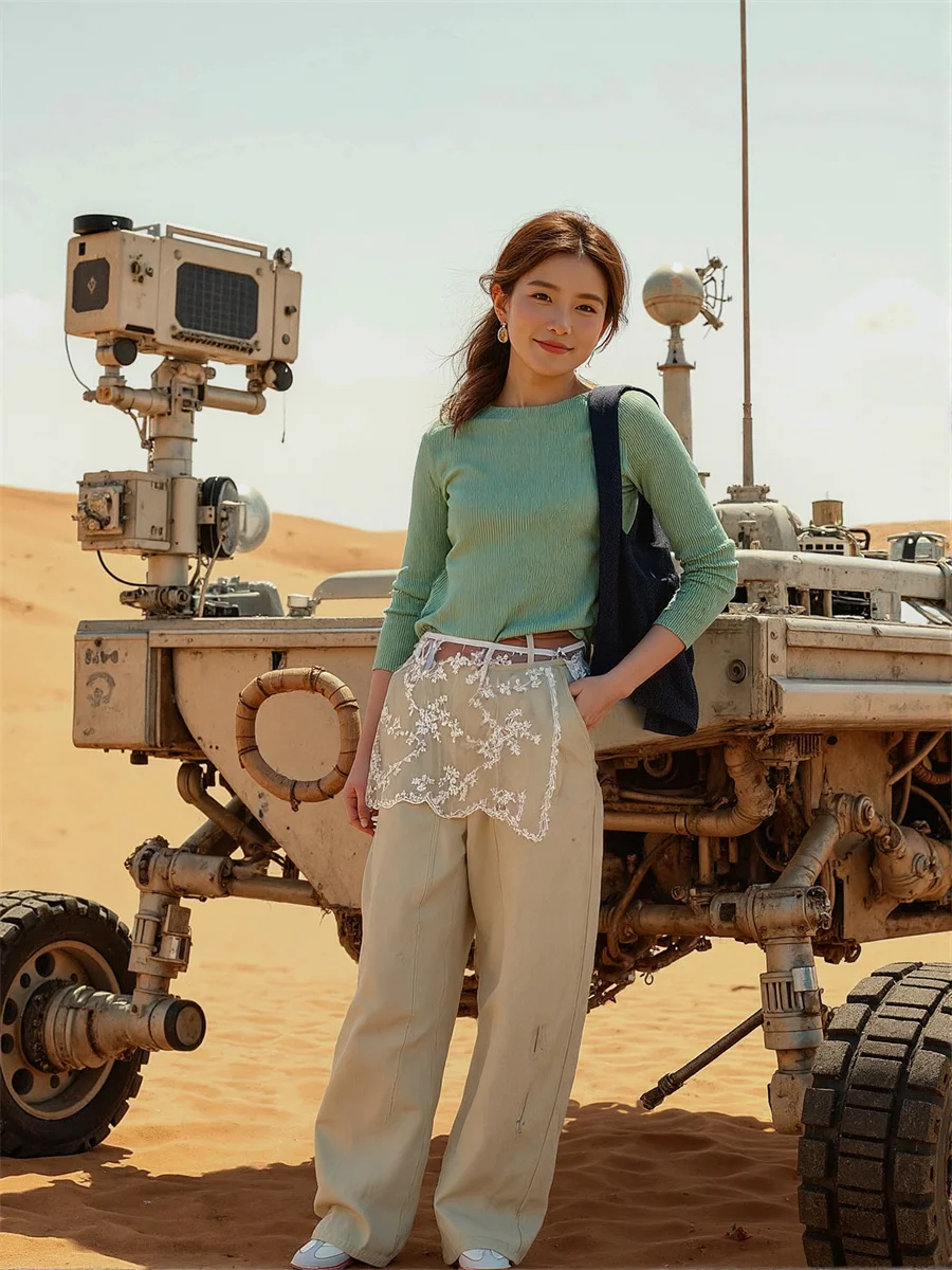 

Mesh All-match Fashion Skirts Womens Fringed Layered Artistic Comfortable College Autumn Stripe Patchwork Pleated Elegant Sweet