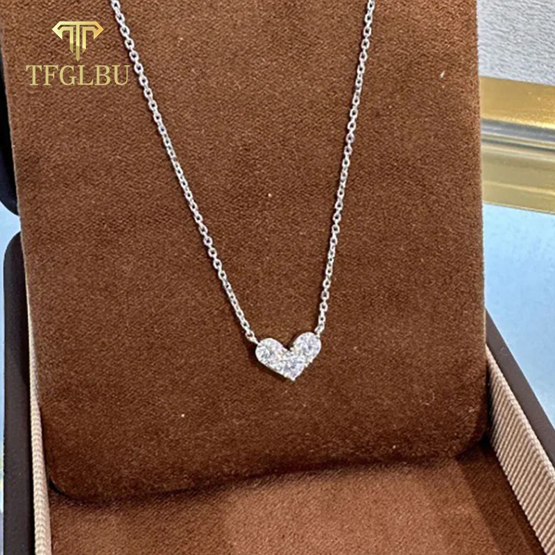 

TFGLBU, новое полноценное ожерелье с муассанитом в форме сердца для женщин, подвеска из настоящего стерлингового серебра 925, цепочка для свадебной вечеринки, оптовая продажа