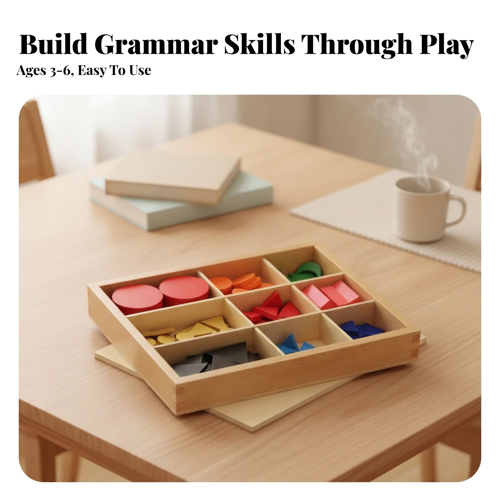 Grammar Symbol Recognition Toy Tactile Wooden Geometric Piece Board Set Shape Color Recognition Block Puzzle Fine Motor Skill
