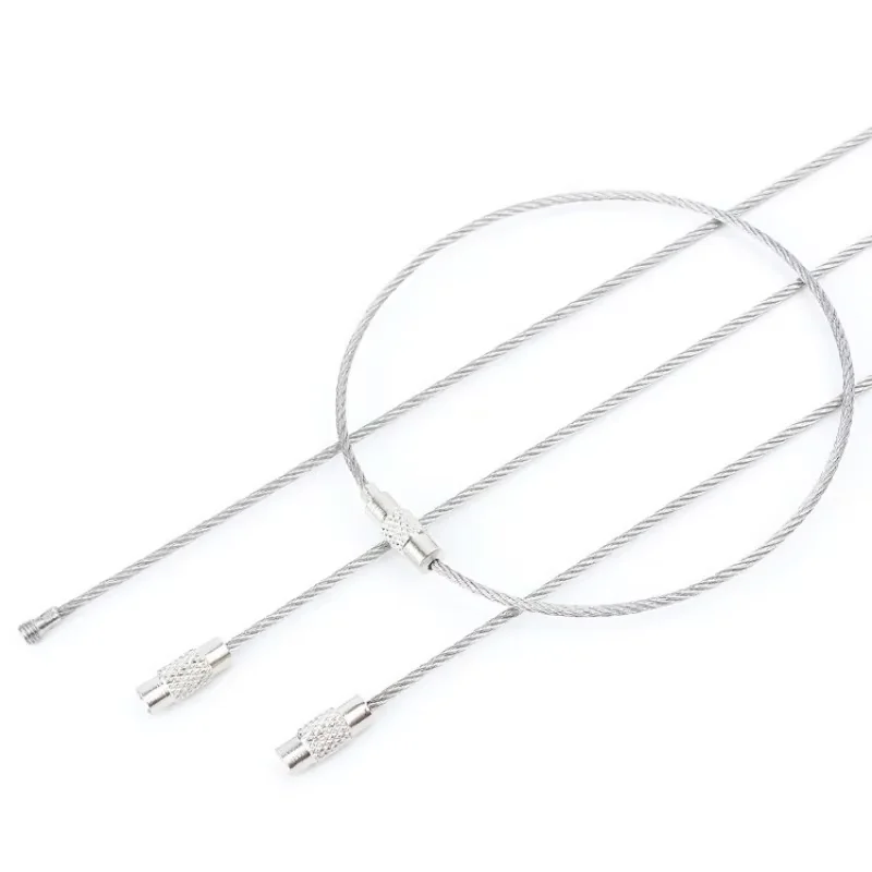 3.5/5/6.6/8.5/10/15/20cm 304 Stainless Steel Wire Rope Ring Keychain Wire Ring Keychain Ring Camp Hanging Tool