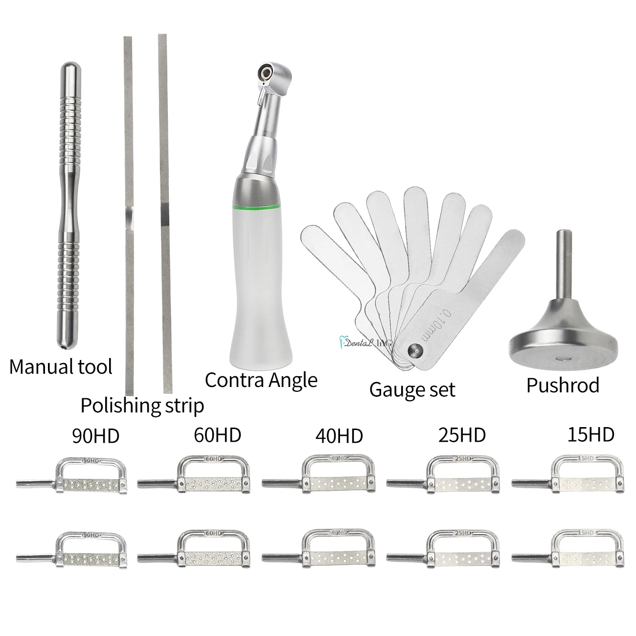 Dental 4:1 Reciprocating Interproximal Strip Against Contra Angle Handpiece Orthodontic Treatment Enamel Gauge Measure Tooth Gap