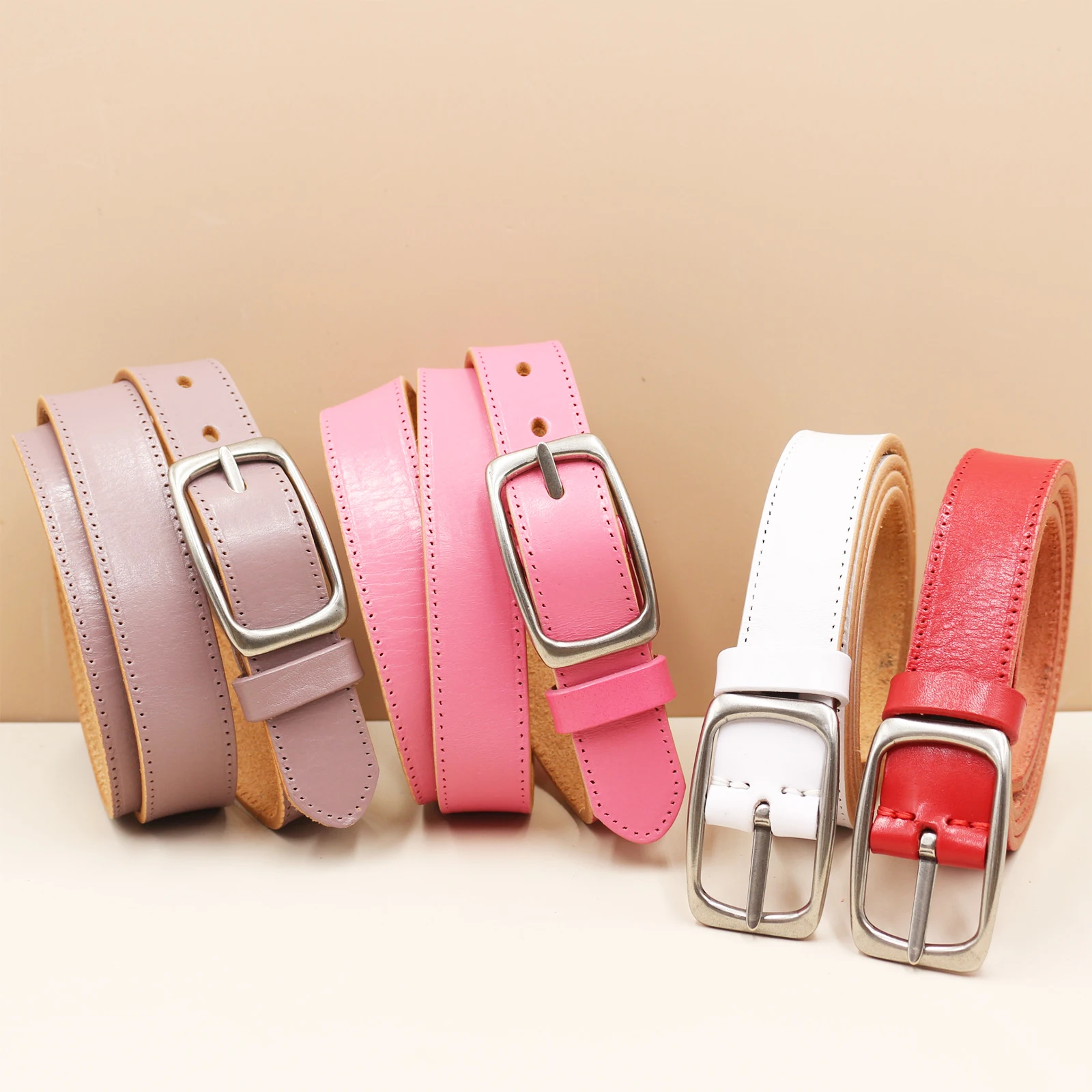 

Luxury women Buckle Full Grain Leather Belt High Quality Vintage white/pink/purple Designer Belt Men's Jeans Fashion Belt