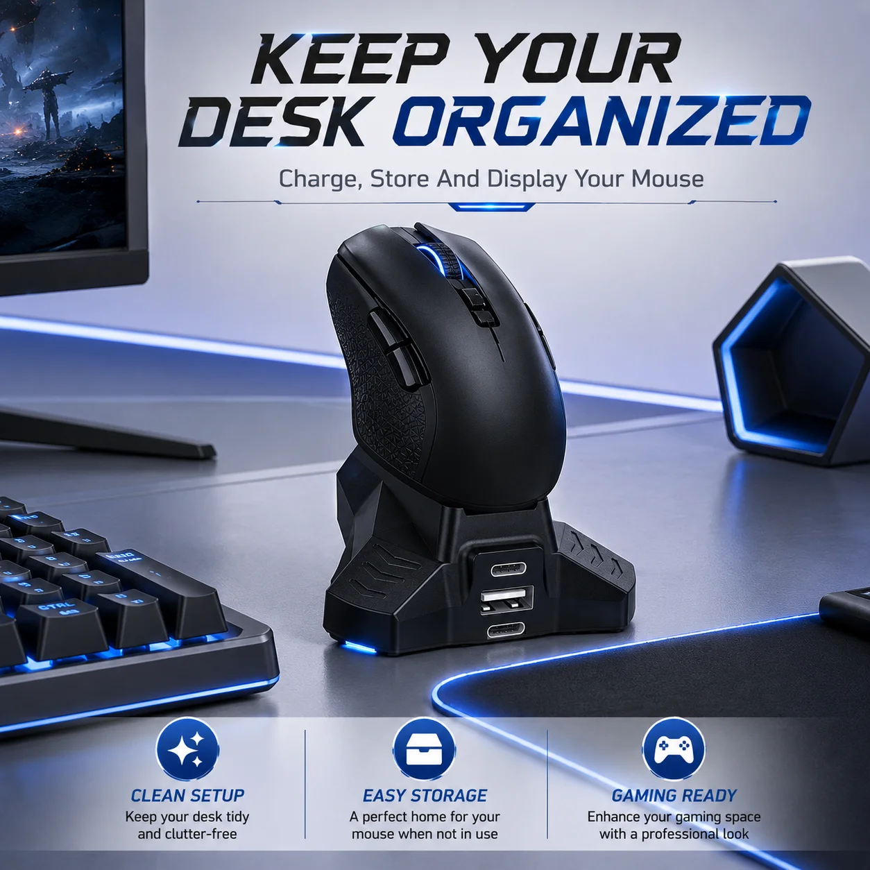 Charging Dock For Razer Naga Pro / Viper Ultimate / Basilisk Ultimate / DeathAdder V2 Pro Wireless Mouse Stand Charger - view 5