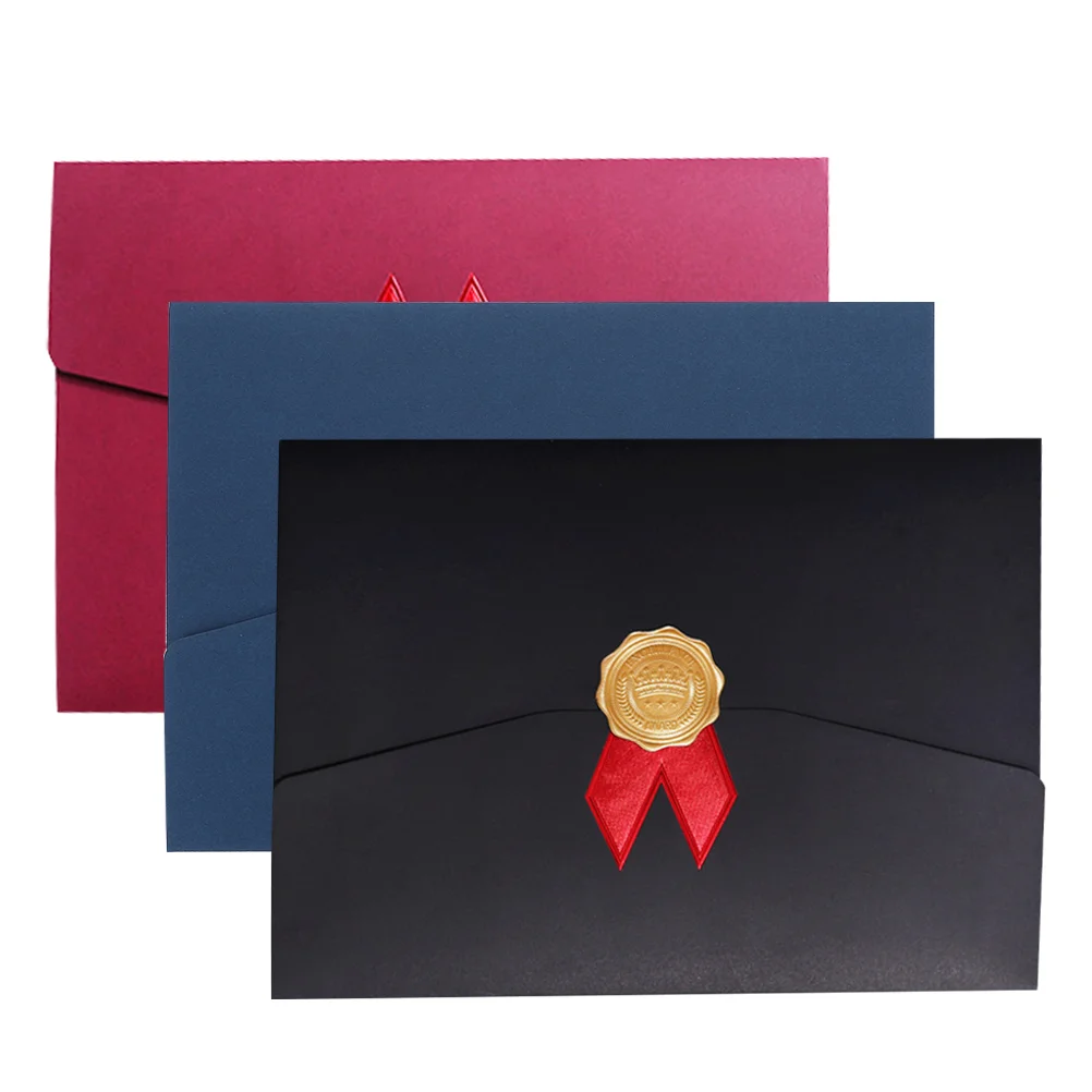 3 Pcs Certificate Envelope Paper Holder Bronzing Diploma Cover Frame Paperplates