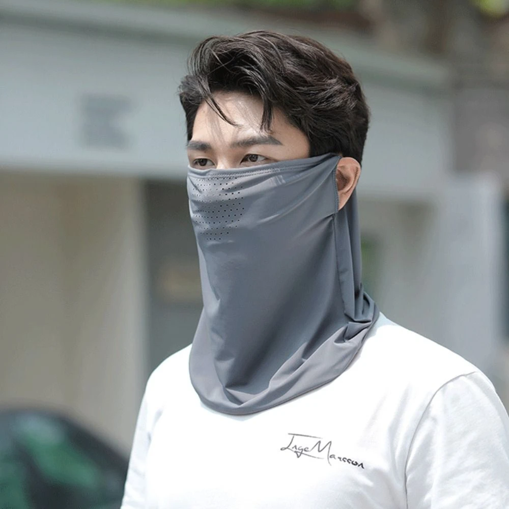 ป้องกันรังสียูวีกีฬาคอห่อปกสีทึบกันแดดเอี๊ยมคอห่อปกครีมกันแดดใบหน้าผ้าพันคอผ้าไหมน้ําแข็งหน้ากากใบหน้าปก