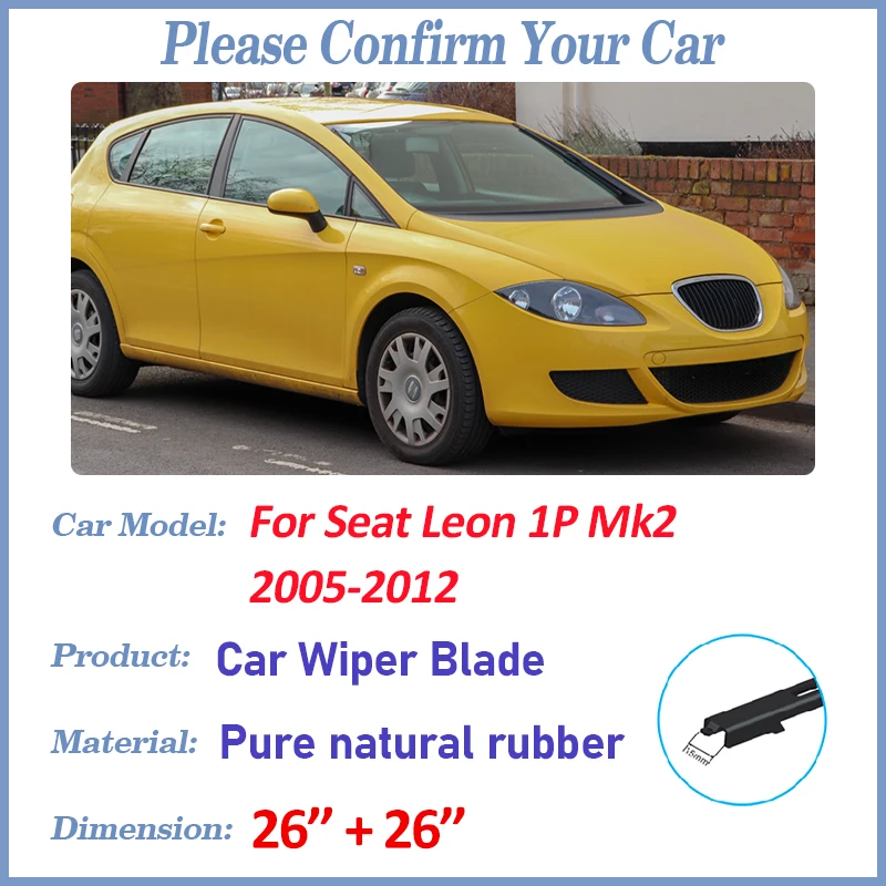 

Car Wiper Blades For Seat Leon 1P 2007 Mk2 Car Accessories 2005-2012 Durable Front Windshield Windscreen Wipers Flat Wiper Blade