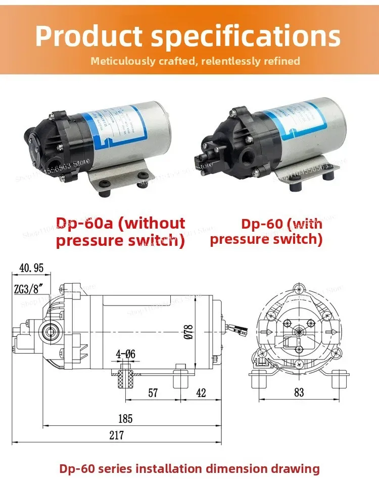 ​ ​ 808 DP-60A DC مضخة الحجاب الحاجز الصغيرة ذات الضغط العالي، جهد واسع 2 فولت - 24 فولت لنظام رش السيارة الكناس وجهاز التجميل ​ ​