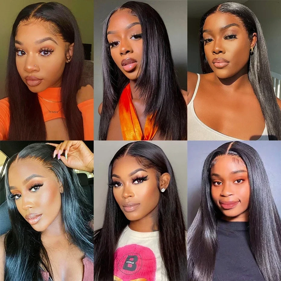 Glueless Wigs Human Hair 180% Density Straight Lace Closure Wig Pre Cut Lace Brazilian Human Hair Wig Easy To Install Remy Hair