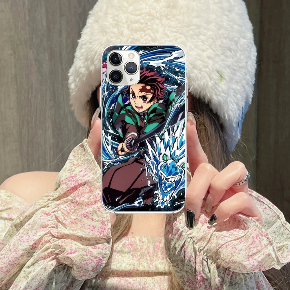 Demon Slayer Tanjiro Mobile Phone Case for iPhone 15 14 13 12 11 X XR XS 8 Pro Max Plus Mini Clear Transparent Phone Cover Shell