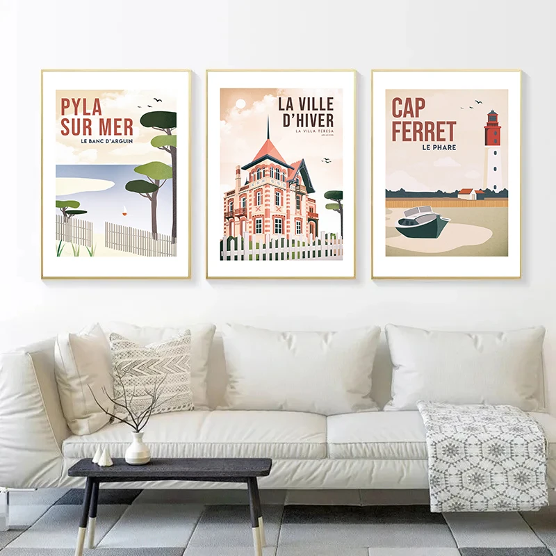 Original City View Bassin Arcachon Bouzigues Town Posters and Prints Canvas Printing Wall Art Picture for Living Room Home Decor