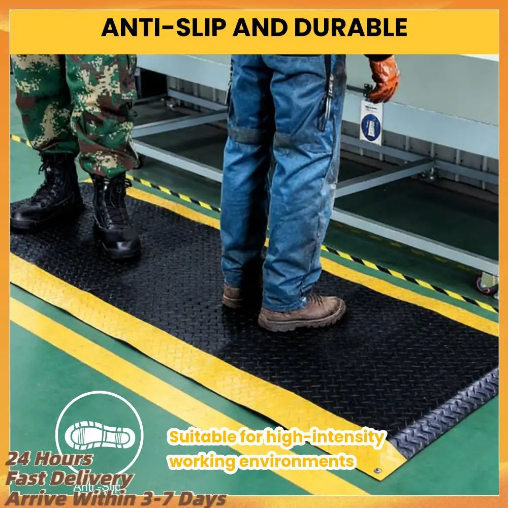 

Standing Mat 144x36inch Anti Fatigue Floor Mat Thick 3/4in Black with Yellow Border for Industrial and Commercial Workplaces