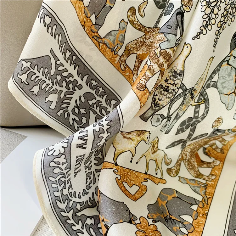 وشاح حريري متعدد الاستخدامات على شكل مملكة الحيوانات وشاح مربع صغير #2