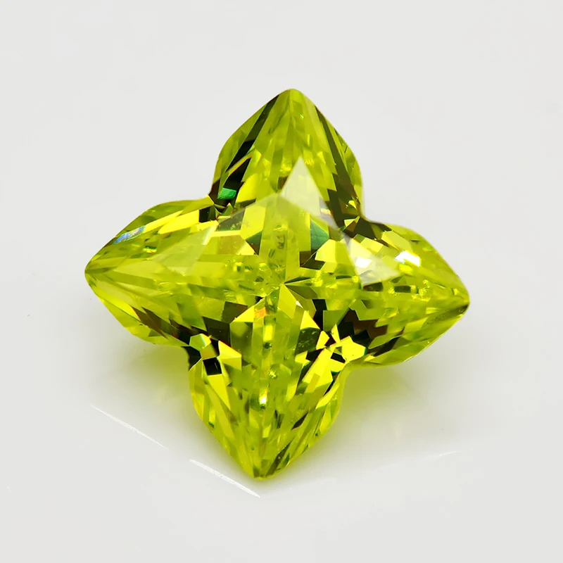 New Apple Green 6x6mm/7x7mm Plum Blossom Cut Cubic Zirconia Stones Loose Gemstone for Jewelry Making