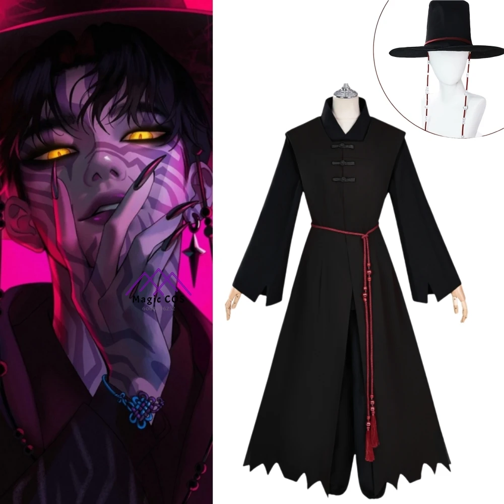 

New Anime Demon Hunters Cosplay Costume Saja Boys Role Playing Black Stage Outfit with Hat Uniform for Men Comic Con Party Suits