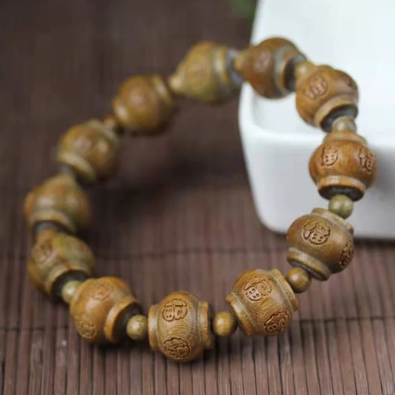 Green Sandalwood Lantern Beads Wufu Style Specification 1.5 × 12 Men's And Women's Stationery Rosary Decorative Jewelry