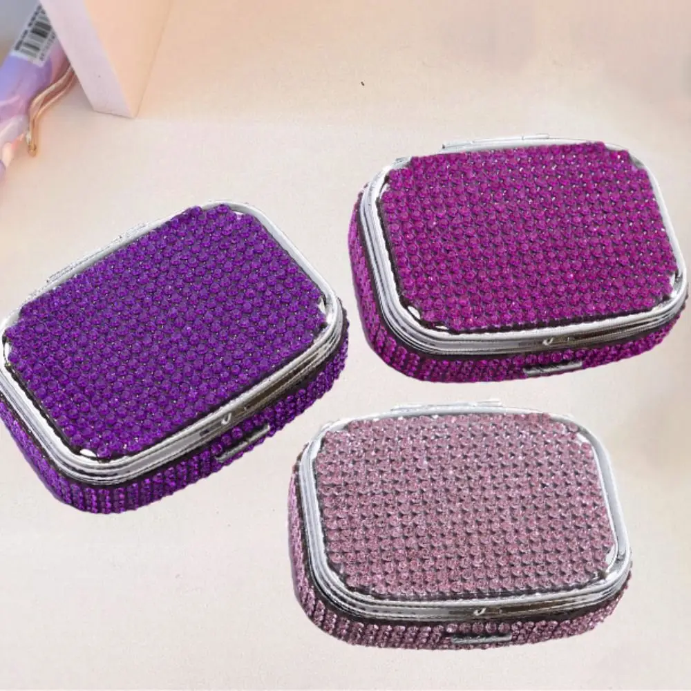 with HD Mirror Rhinestone-encrusted Jewelry Box Waterproof Multifunctional Mini Pill Case Kawaii Shiny Sealed Organizer Travel