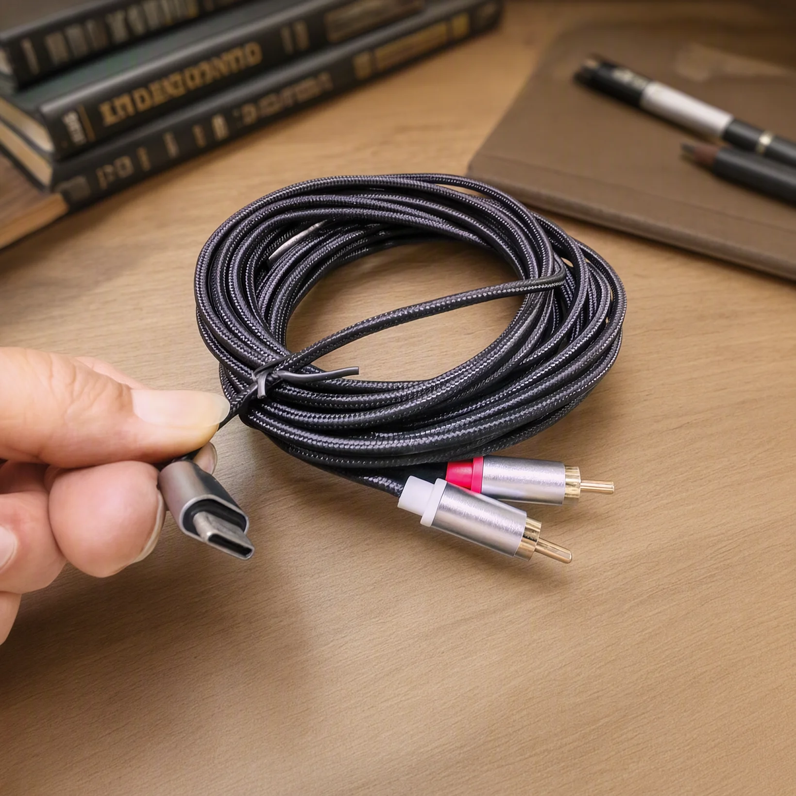 Type-C to 2 RCA Male Y-Splitter Audio Cable with Digital Chip, Compatible with Pixel 3/2, MacBook, Pad Pro 2018 & Moto Z