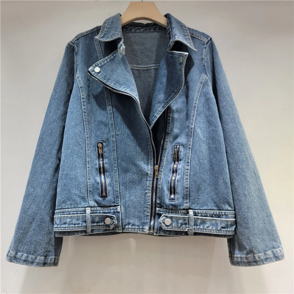 

Vintage Denim Short Jacket Women's 2026 Early Spring New American Style Fashion Loose Casual Single Breasted Lapel Blazer Tops