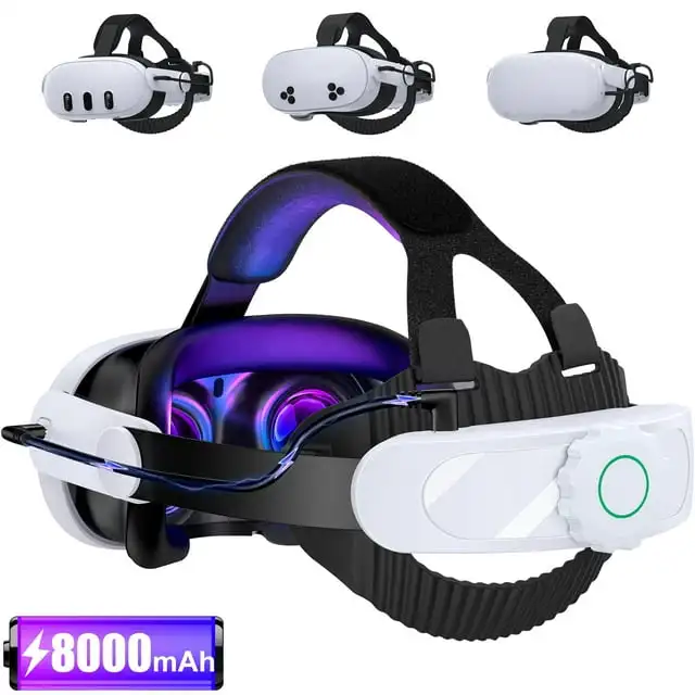 

Улучшенный ремешок на голову DinoFire MV1001 для Meta Quest 2/3/3S VR — аккумулятор емкостью 8000 мАч, регулируемая ручка переключения передач, сверхкомфортный и прочный