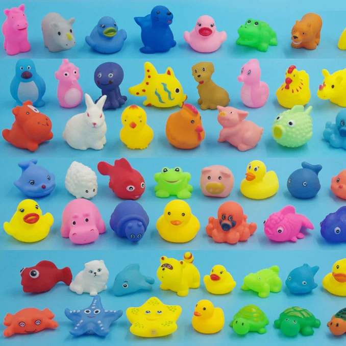 10 Pcs/Set Baby Cute Animals Bath Toy Swimming Water Toys Soft Rubber Float Squeeze Sound Kids Wash Play Funny Gift Dropshipping