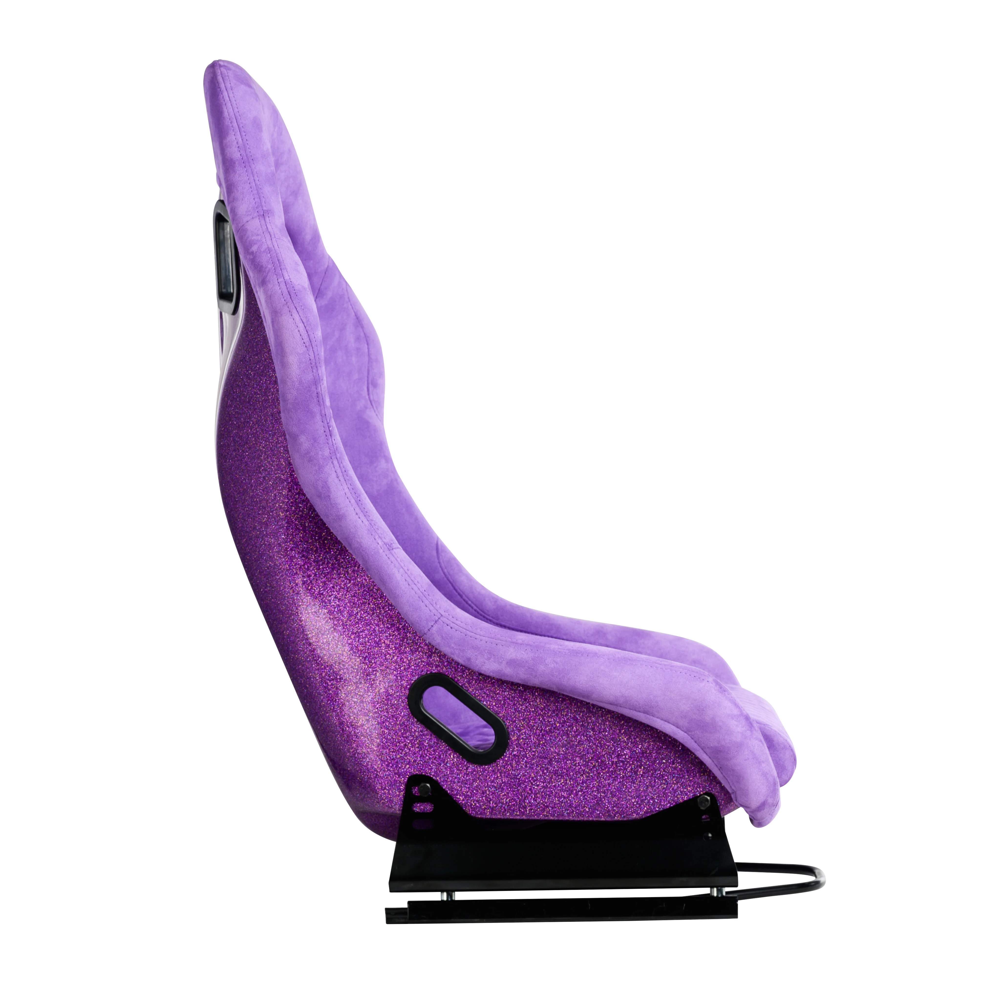 Size L Piece of Universal Fiber Glass Racing Bucket Seat, Purple Glitter Stronger Fiberglass Back w/Dual Lock Slider, Fit for Ra