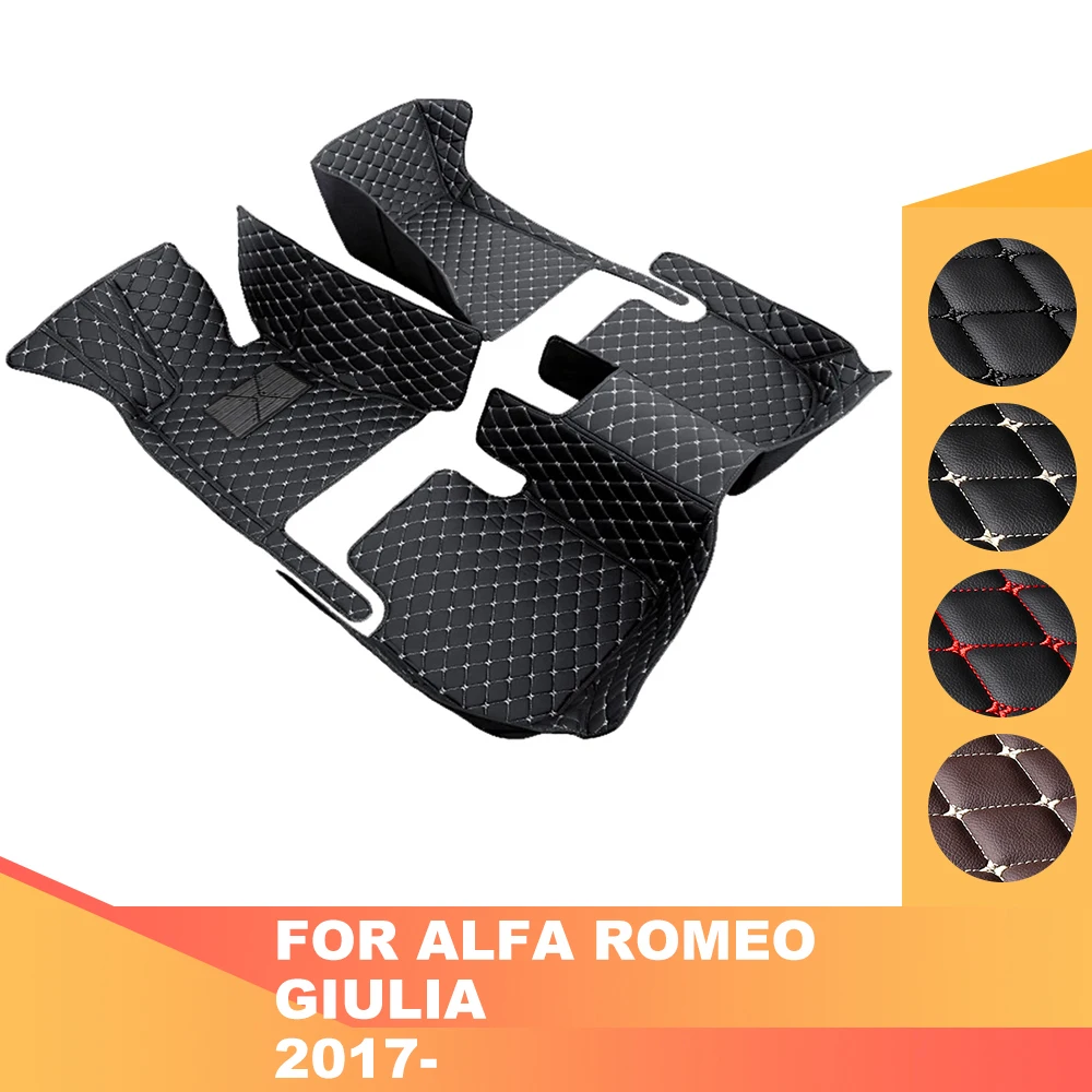 Custom Leather Car Floor Mats Foot Carpet For Alfa Romeo Giulia 2017 2018 2019 2020 2021 Stelvio Mito 2011-2016 Giulietta