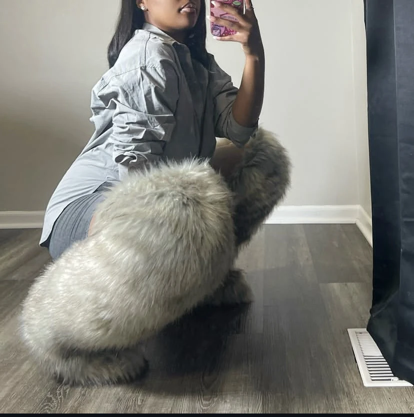 Thigh High Fluffy Boots Ladies 2024 Women Winter Furry Faux Fox Fur Long Warm Shoes girls New Designer Plush Knee High Fur Boots