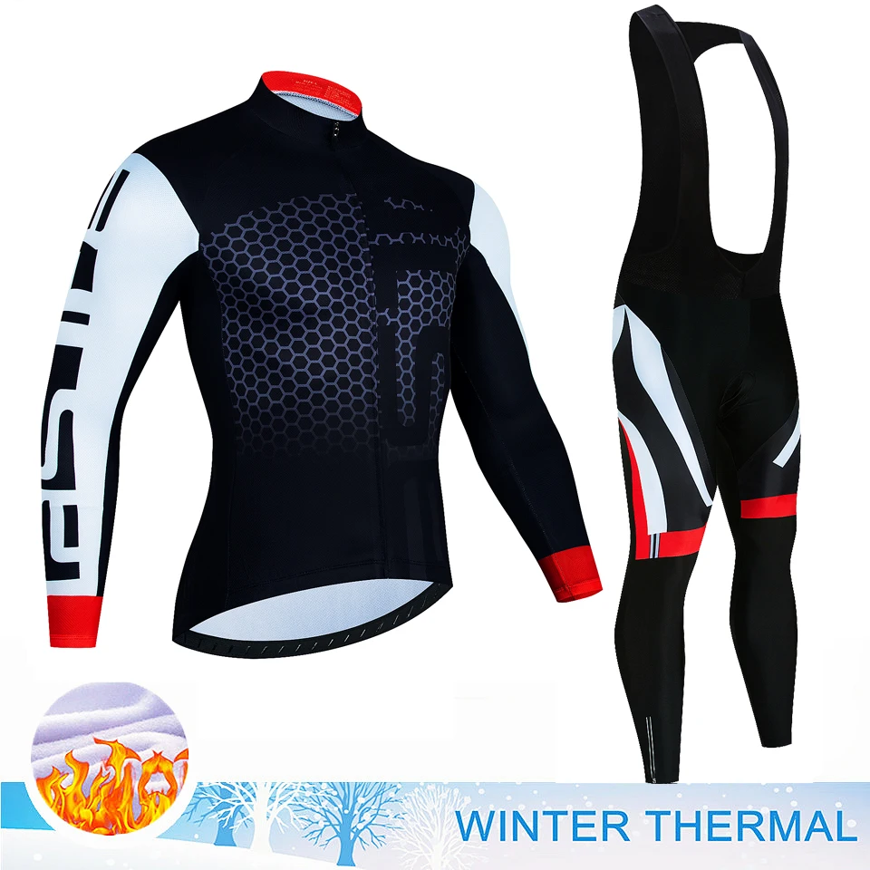 2026-冬サーマルフリースサイクリングジャージセットマイヨロパシクリスモ保温-mtb-バイクウェア自転車服黒サイクリングセット