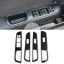 Car Carbon Fiber Window Glass Lift Button Switch Cover Trim Door Armrest Panel For Nissan Tiida RHD 2005-2010