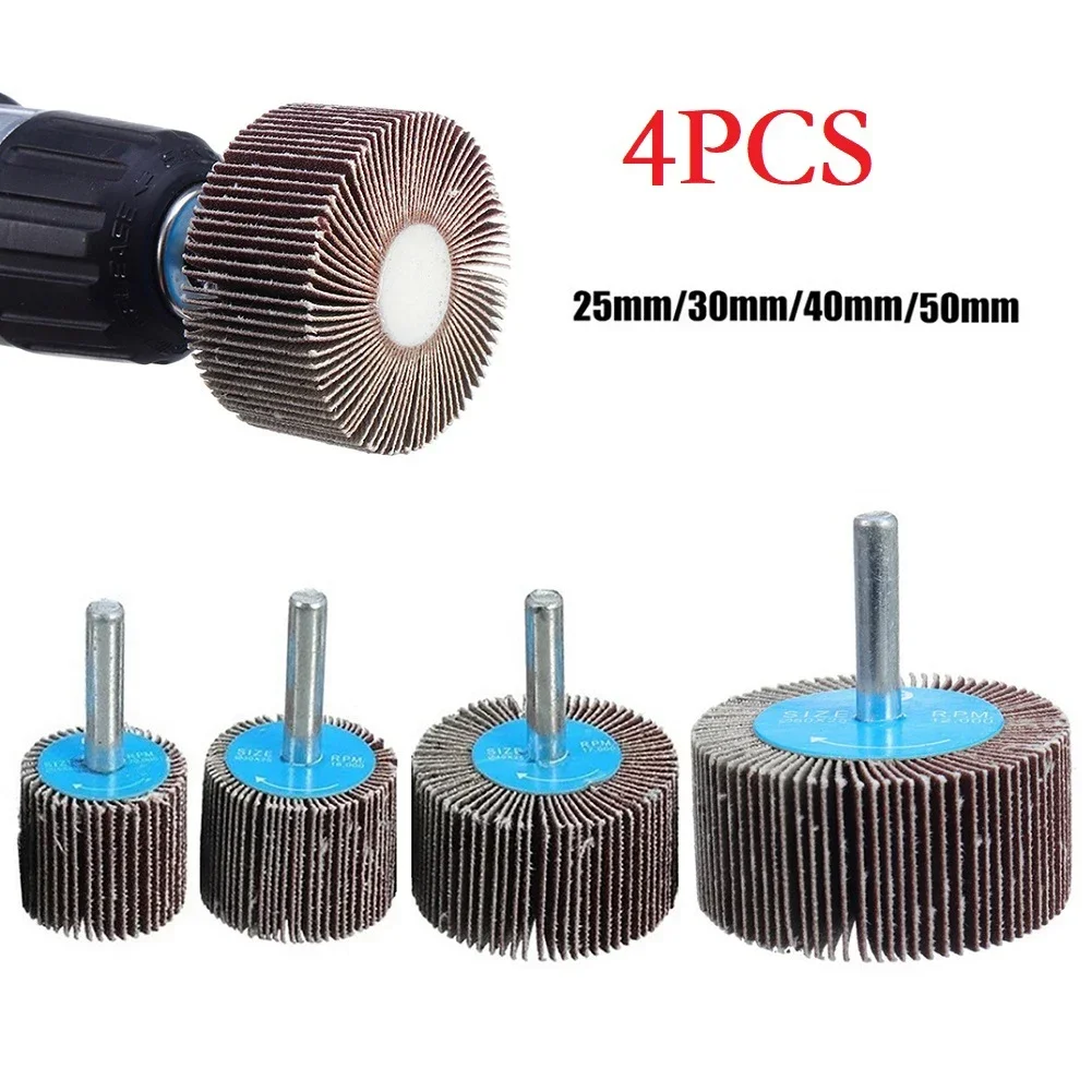 4PCS/set 25/30/40/50mm 80 Grit Sanding Flap Disc Wheel Polishing Grinding Sanding Disc For Rotary Tool