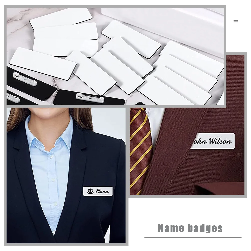 

16Pcs Blank Name Tags Metal Pin Lightweight Customizable DIY Name Badges Identification Work Badges for Students