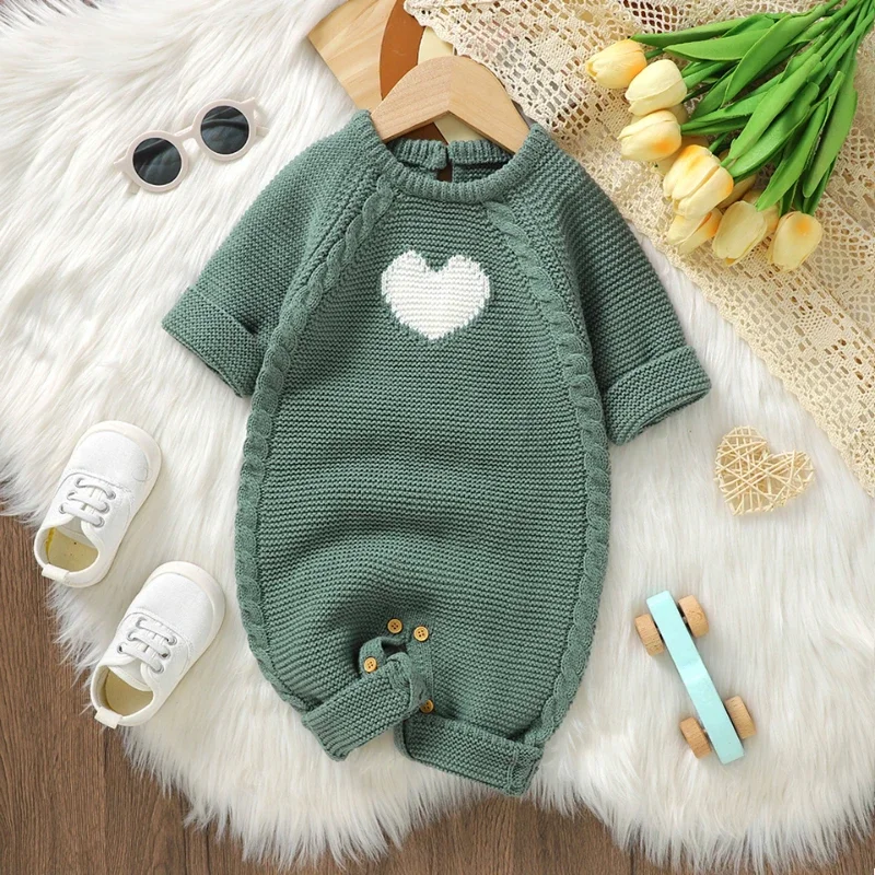 One Piece Playsuits Toddler Outfit 0-18m Baby Rompers Long Sleeve Newborn Boys Casual Outerwear Jumpsuits Knit Infant Kids Girls