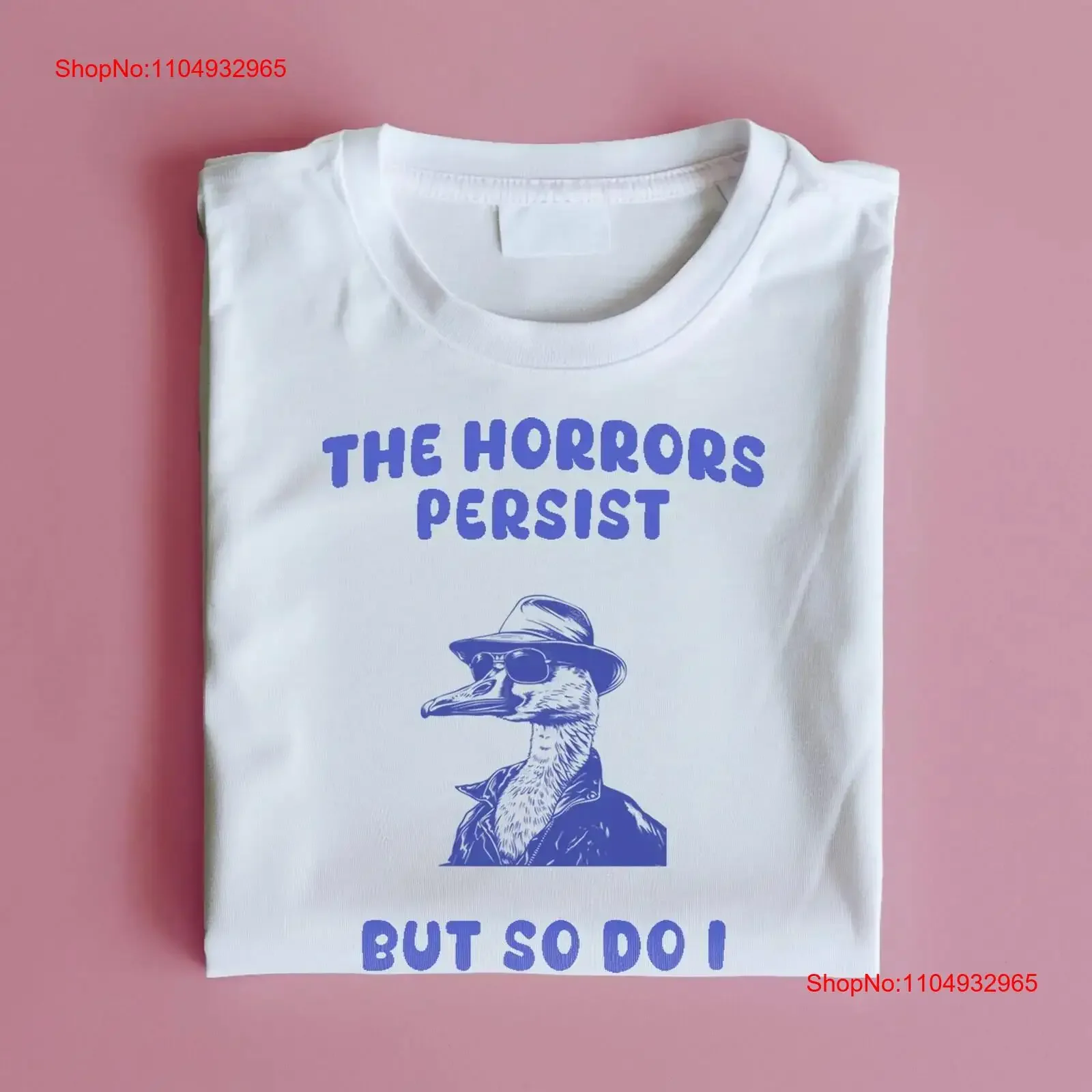 

Футболка The Horrors Persist But So Do I, винтажная забавная хлопковая футболка нейтрального цвета в винтажном стиле, слегка графика, повседневная