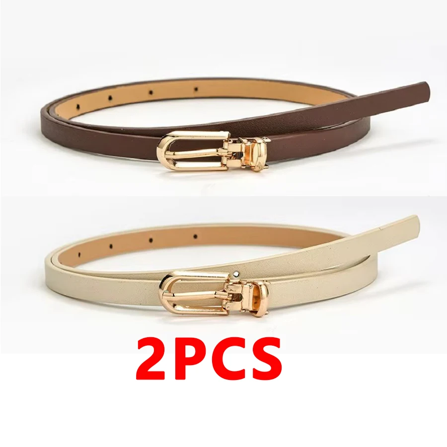 Women's Simple Solid Color PU Leather Thin Belt
