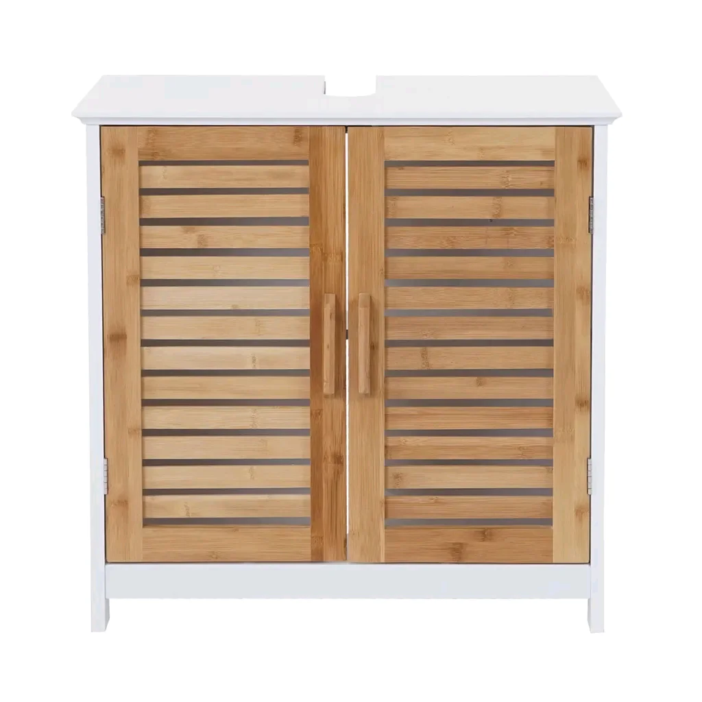 !@Combohome NEW Under Sink Bamboo Bathroom Storage Washbasin Cabinet with Shelf and Bamboo