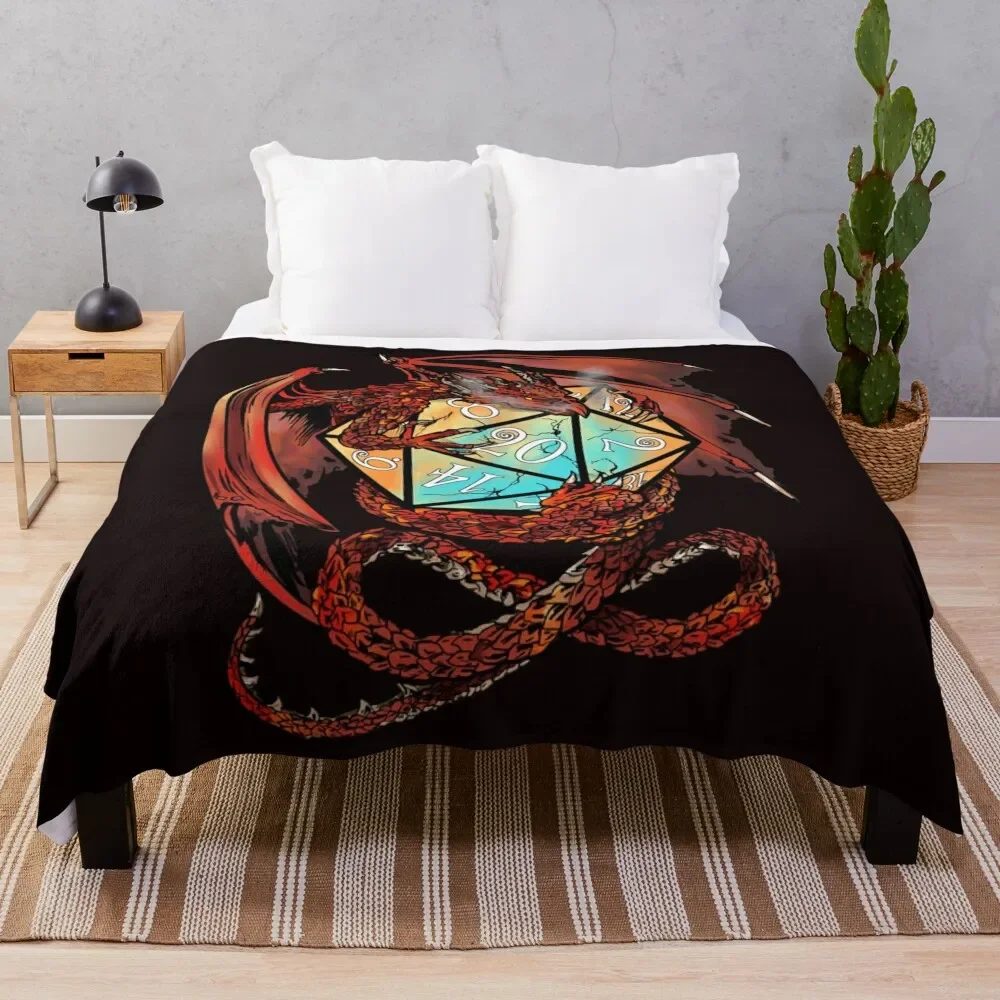 

Red Dragon Dice Throw Blanket Outdoor Soft Blanket for Picnic Beach Camping