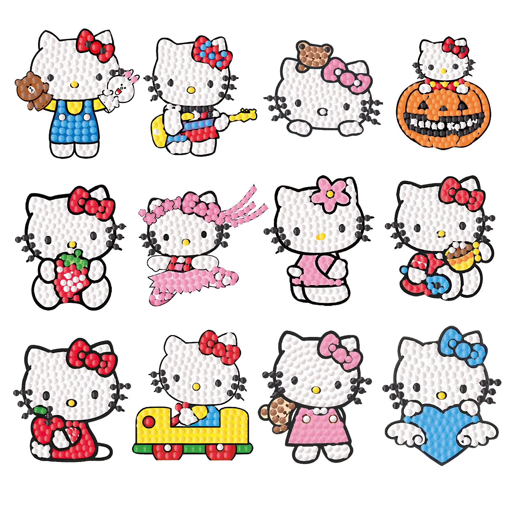 

New Arrival DIY Diamond Painting Stickers, Hello Kitty & Kuromi Cartoon Series, Creative Handmade Gifts for Girls