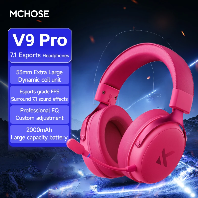 日本未発売 MCHOSE V9 Turbo+ゲーミングヘッドセット ピンク オリジナル MCHOSE V9 プロカスタマイズされたゲーミングヘッドフォン