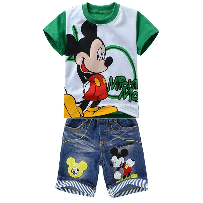 Set di vestiti per neonati bambini Cartoon Mickey Mouse bambini ragazze magliette a maniche corte magliette pantaloni estivi pantaloni pigiama per