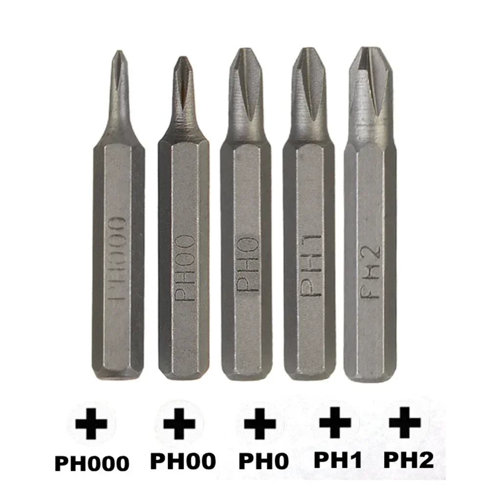 5pcs Magnetic Cross Screwdriver Bits Set PH0000 PH000 PH00 PH0 PH1 PH2 4mm Hex Shank Screw Driver Drill Bit For Power Tool