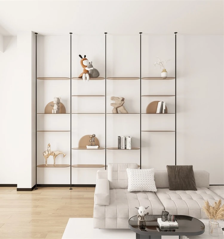 Creative glass shelf floor-to-floor minimalist bookcase stand tall and upright