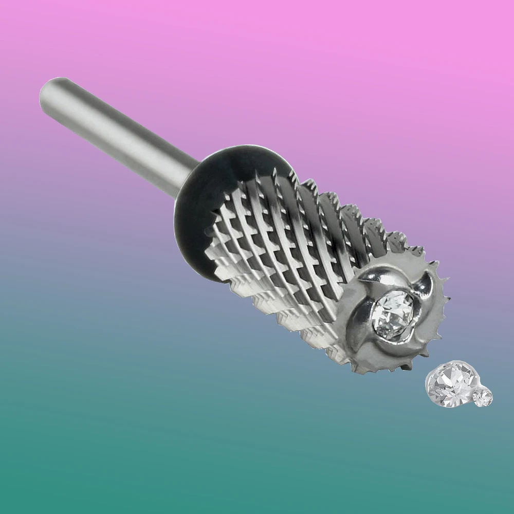6.6mm Crystal Top Large Barrel Bits, Carbide Acrylic Nail Drill Bits,Electric Manicure Burrs Accessories Gel Removal