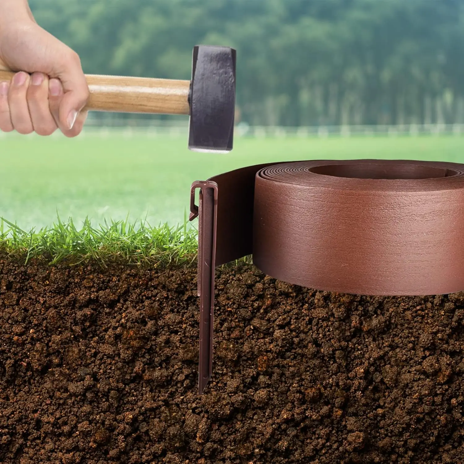 Kit de bordes de paisaje, incluye tablero de terraza de 4 pulgadas de alto y 120 pies de longitud, 60 pinchos duraderos, tijeras de podar de bordes profesionales