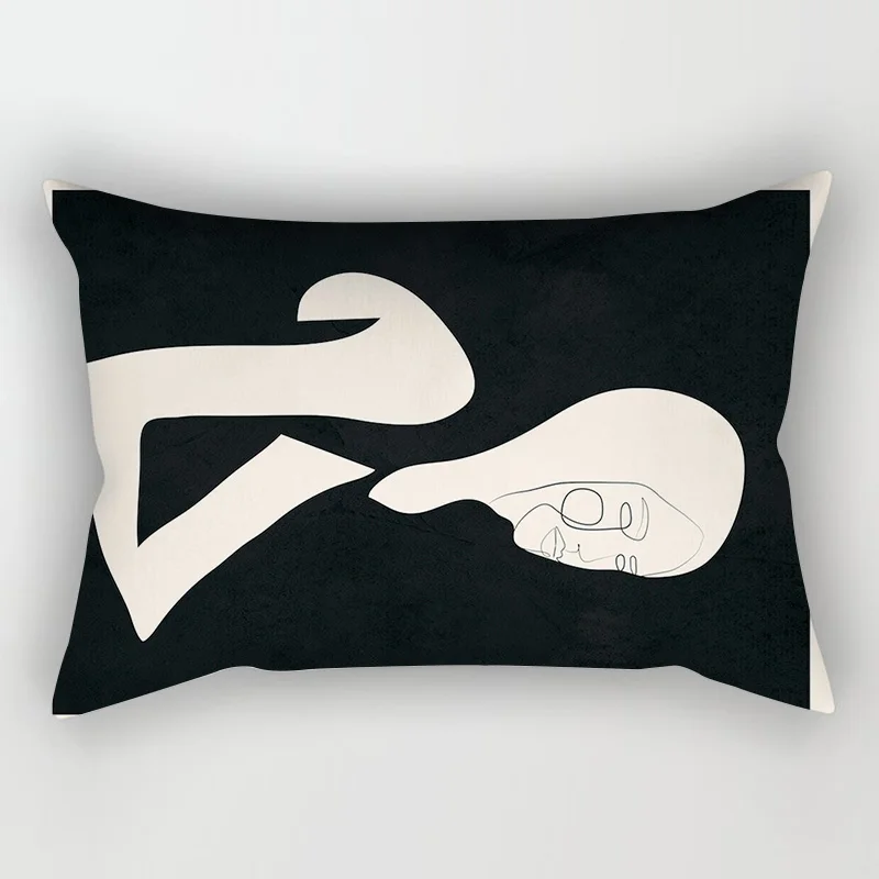 

Morandi pillowcase abstract figure print living room sofa bed universal waist pillowcase home decoration pillow case 50x70cn