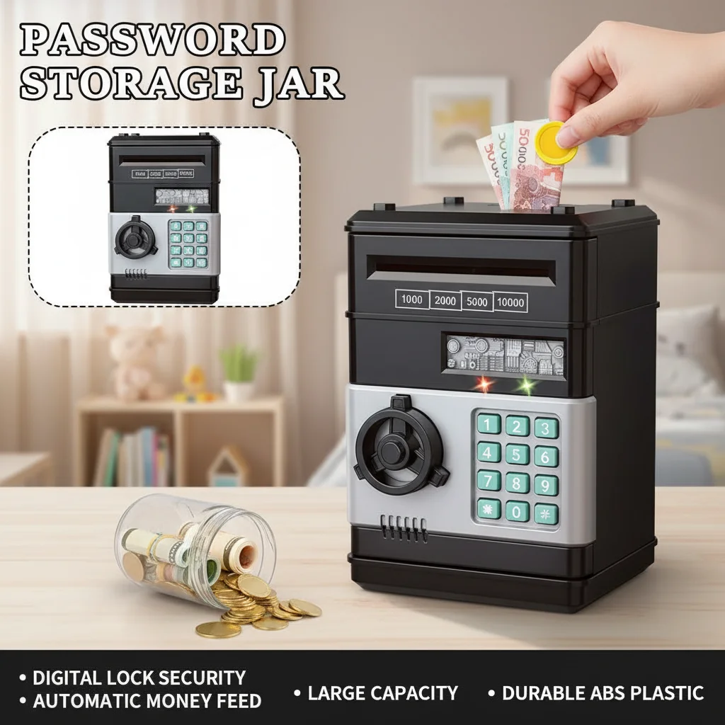 Electronic Creative Piggy Bank with Password Mini Safe Money Box Lock ATM Coin Saving Cash Box Child Gift