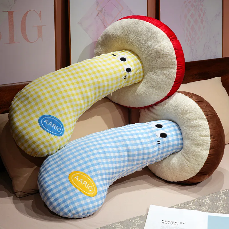 Juguetes de peluche de setas suaves, almohada larga abrazable, planta suave rellena, estilo seta, muñecos para dormir, cojín trasero, decoración del hogar