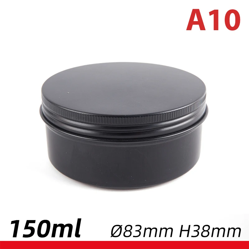 5/10/15/20/30/50/60/80/100/150/200/250ml Black Empty Round Aluminum Box Metal Tin Cans Cosmetic Cream DIY Refillable 1PC