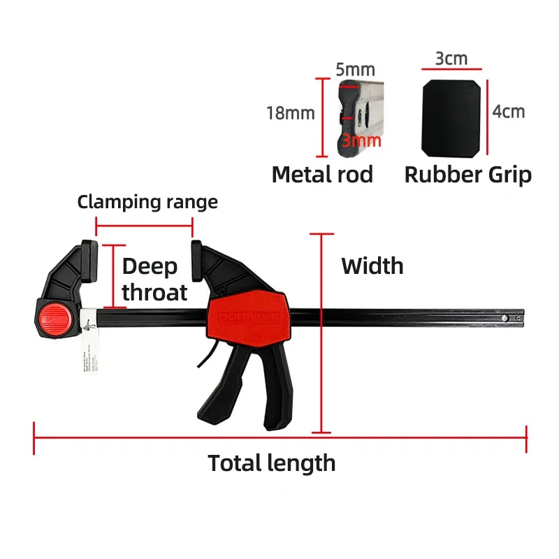 Wood Working F Clamp Clip Quick Ratchet Clamps One-Handed Heavy Duty Carpentry Hand Vise Tools Bar Clamp 4 6 12 18 24 Inch